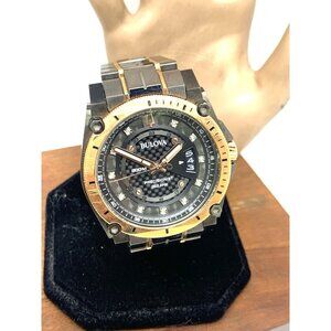 Bulova Men's Watch Precisionist 98D149 Diamond Dial Date Grey Rose Gold Steel